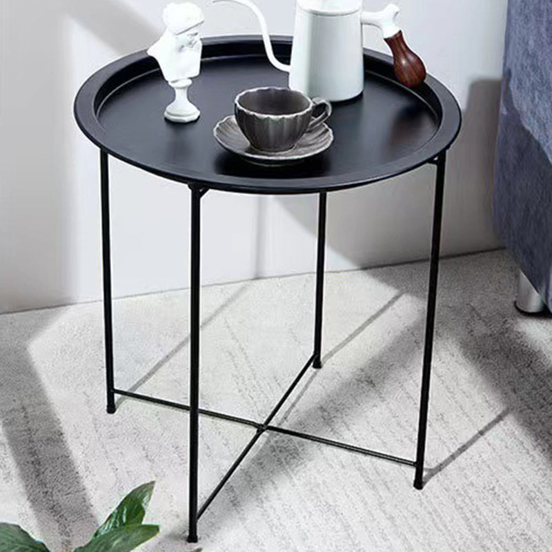 Modern Minimalist Carbon Steel Round Side Table 1 Tier For Living Room And Bedroom