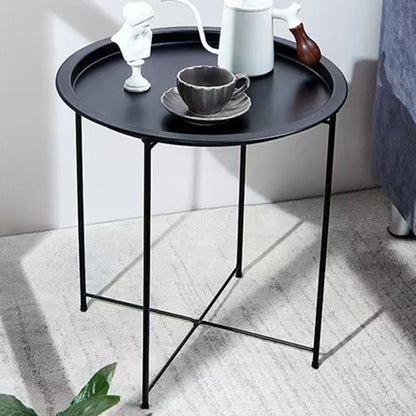 Modern Minimalist Carbon Steel Round Side Table 1 Tier For Living Room And Bedroom