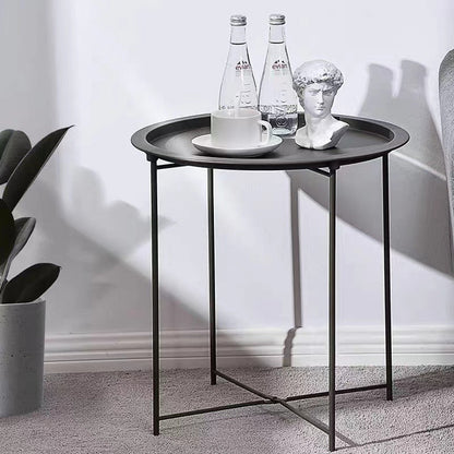 Modern Minimalist Carbon Steel Round Side Table 1 Tier For Living Room And Bedroom