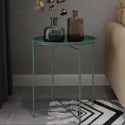 Modern Minimalist Carbon Steel Round Side Table 1 Tier For Living Room And Bedroom