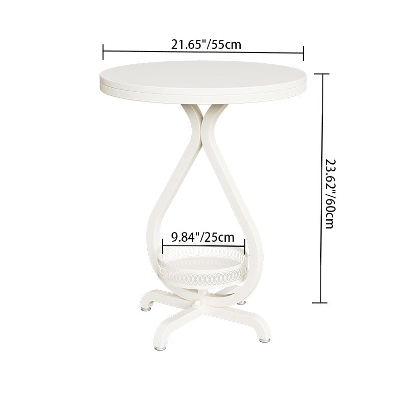 Modern Minimalist Sintered Stone Round Side Table With 2-Tier Storage For Living Room & Bedroom