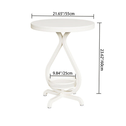 Modern Minimalist Sintered Stone Round Side Table With 2-Tier Storage For Living Room & Bedroom