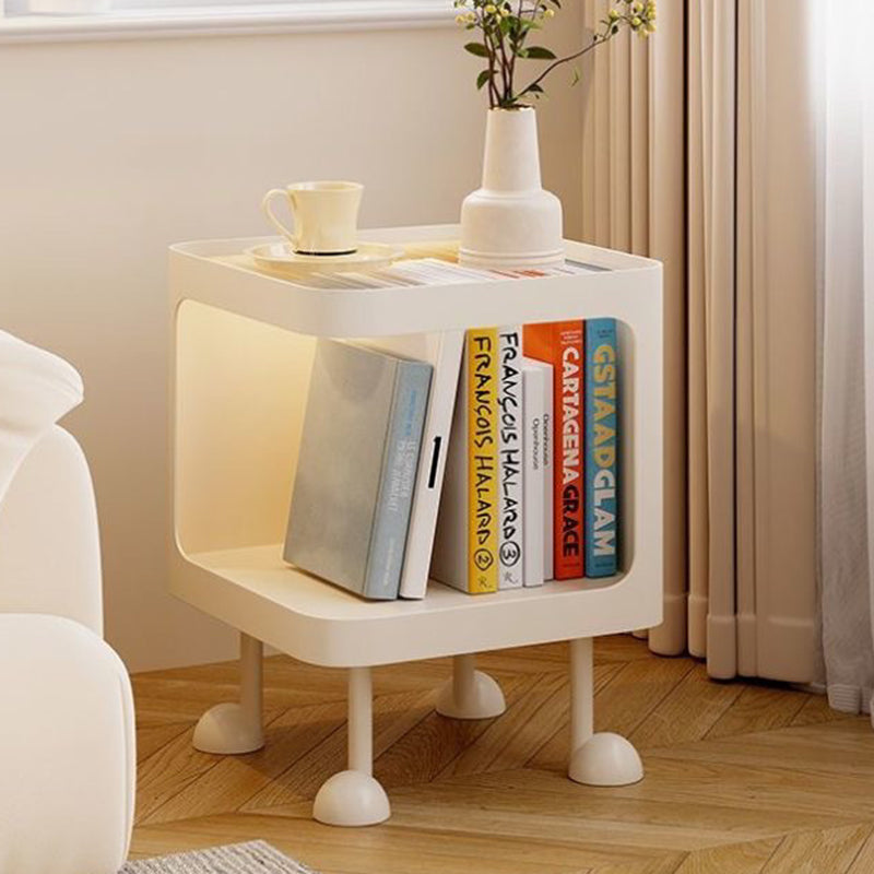 Contemporary Scandinavian Glass Square Nightstand Carbon Steel Frame 2-Tier Side Table For Living Room & Bedroom