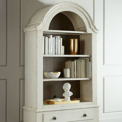 Modern Shabby Chic Ash Wood Solid Wood Multi-layer Board Arched Rectangular Storage Shelf 4-Tier For Living Room, Bedroom, Study