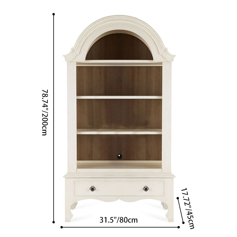 Modern Shabby Chic Ash Wood Solid Wood Multi-layer Board Arched Rectangular Storage Shelf 4-Tier For Living Room, Bedroom, Study
