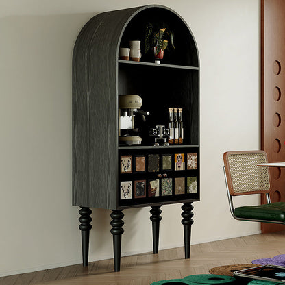 Contemporary Nordic Solid Wood & Solid Wood Multi-layer Board Arched Rectangular Storage Shelf 3 Tiers For Living Room, Bedroom, Study