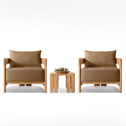 Contemporary Nordic Square Rectangular Teak Outdoor Sofa & Table Set For Outdoor Patio