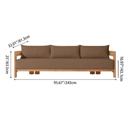 Contemporary Nordic Square Rectangular Teak Outdoor Sofa & Table Set For Outdoor Patio