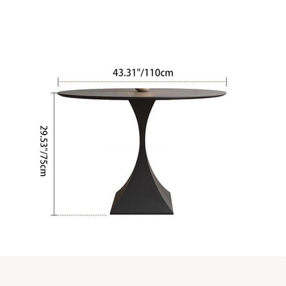 Modern Minimalist Round Ceramic Stone Slab Carbon Steel Dining Table for 2-8 Seats