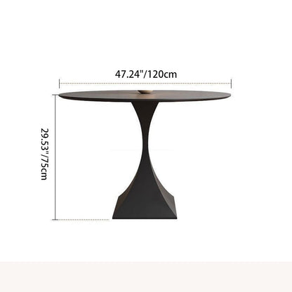 Modern Minimalist Round Ceramic Stone Slab Carbon Steel Dining Table for 2-8 Seats