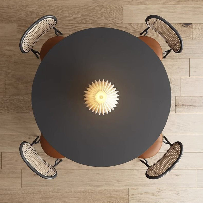 Modern Minimalist Round Ceramic Stone Slab Carbon Steel Dining Table for 2-8 Seats