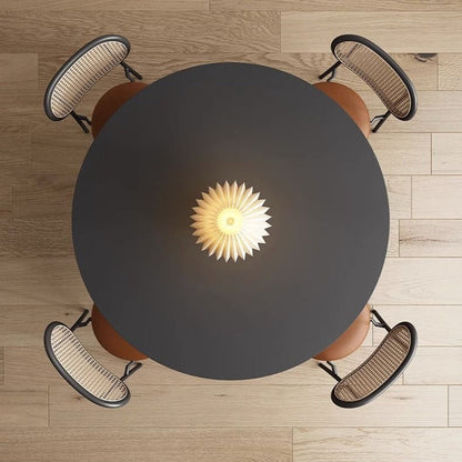 Modern Minimalist Round Ceramic Stone Slab Carbon Steel Dining Table for 2-8 Seats