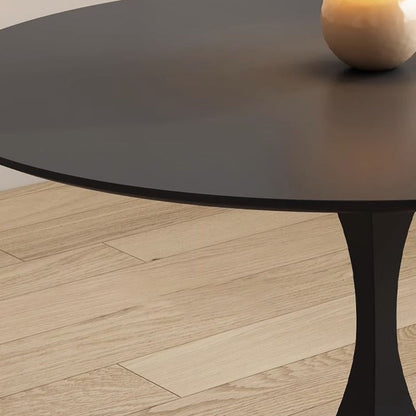 Modern Minimalist Round Ceramic Stone Slab Carbon Steel Dining Table for 2-8 Seats