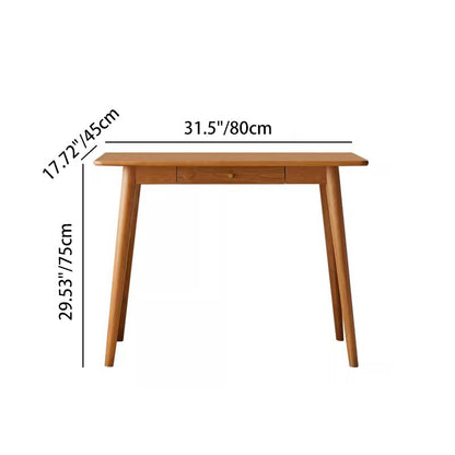 Contemporary Nordic Rectangular Cherry Wood Solid Wood Plywood Desks 1/2-Drawers For Home Office