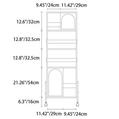 Contemporary Nordic Rectangular Cherry Wood Glass Acrylic Solid Wood Plywood Stainless Steel Full-Length Mirror Bookshelf 4-Tier For Bedroom