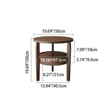 Traditional Vintage Round Rubberwood Paulownia Wood Solid Wood Plywood Coffee Table 2-Tier For Living Room