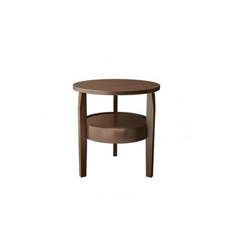 Traditional Vintage Round Rubberwood Paulownia Wood Solid Wood Plywood Coffee Table 2-Tier For Living Room
