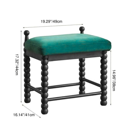 Traditional Vintage Rectangular Solid Wood Velvet Makeup Vanity & Vanity Stool Set 2-Tier For Bedroom