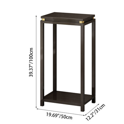 Traditional Chinese Square Rectangular Nan Bamboo Fiberboard End Table 2-Tier Storage Rack For Living Room
