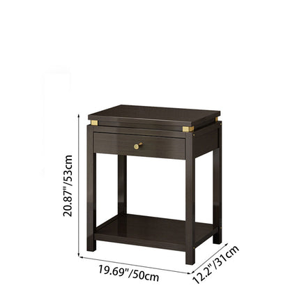 Traditional Chinese Square Rectangular Nan Bamboo Fiberboard End Table 2-Tier Storage Rack For Living Room