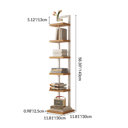 Modern Minimalist Square Rectangular Particle Board Steel Pipe Bookshelf 4/6/8/10-Tier For Living Room