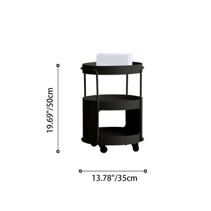 Modern Minimalist Round Tempered Glass Iron Movable End Table 3-Tier Storage Rack For Living Room