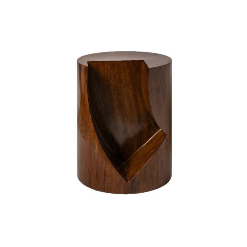 Traditional Vintage Round Resin Tree Stump End Table For Living Room