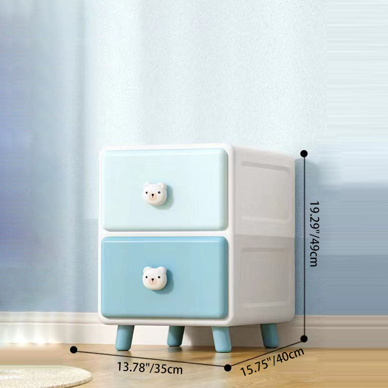 Modern Minimalist Square Rectangular Plastic PP Rabbit Bear Kids Storage Cabinet 2/3/4/5/6-Tier For Living Room