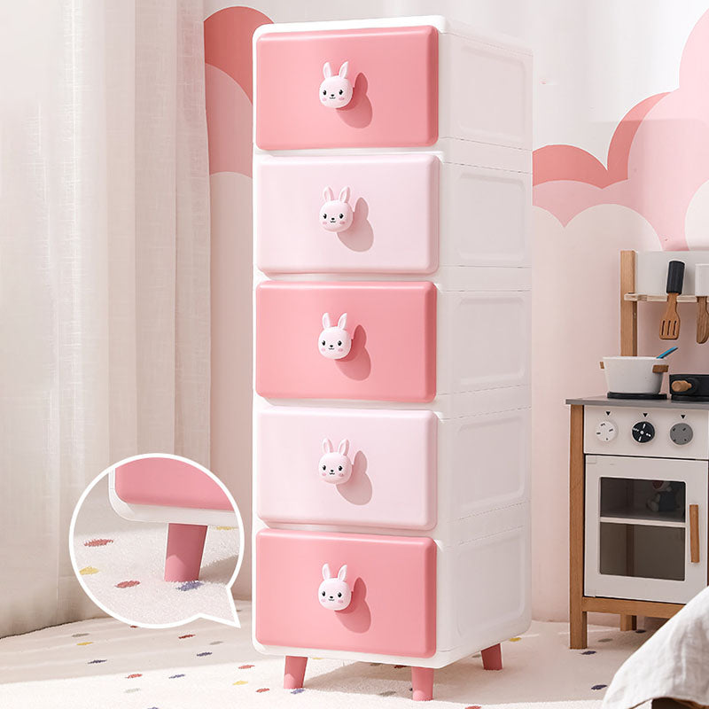 Modern Minimalist Square Rectangular Plastic PP Rabbit Bear Kids Storage Cabinet 2/3/4/5/6-Tier For Living Room