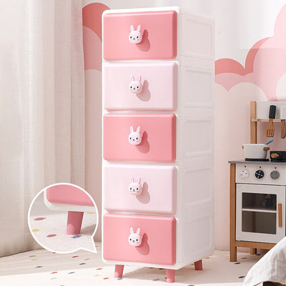Modern Minimalist Square Rectangular Plastic PP Rabbit Bear Kids Storage Cabinet 2/3/4/5/6-Tier For Living Room