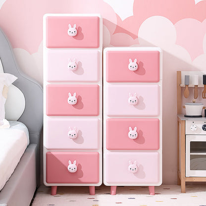 Modern Minimalist Square Rectangular Plastic PP Rabbit Bear Kids Storage Cabinet 2/3/4/5/6-Tier For Living Room