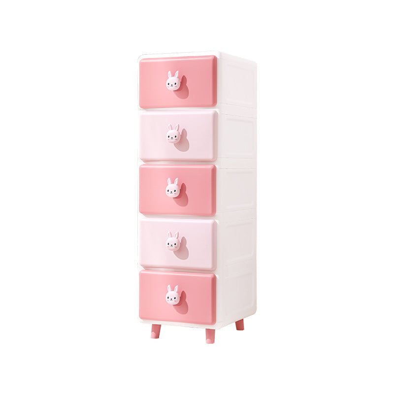 Modern Minimalist Square Rectangular Plastic PP Rabbit Bear Kids Storage Cabinet 2/3/4/5/6-Tier For Living Room