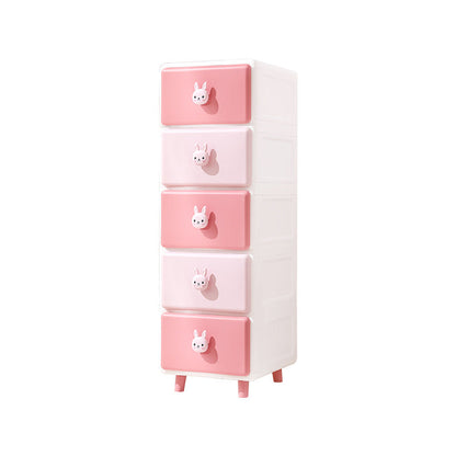 Modern Minimalist Square Rectangular Plastic PP Rabbit Bear Kids Storage Cabinet 2/3/4/5/6-Tier For Living Room