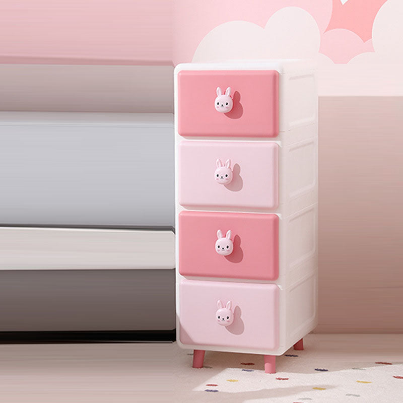 Modern Minimalist Square Rectangular Plastic PP Rabbit Bear Kids Storage Cabinet 2/3/4/5/6-Tier For Living Room