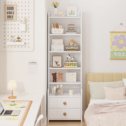 Contemporary Nordic Square Rectangular Density Board Nightstand 4/6-Tier For Bedroom