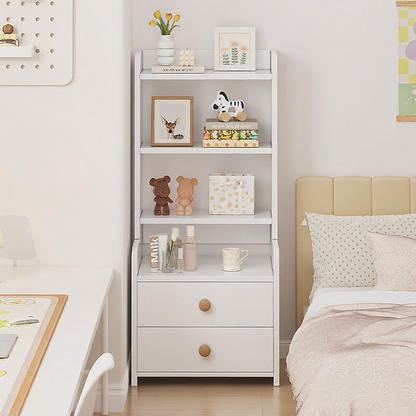 Contemporary Nordic Square Rectangular Density Board Nightstand 4/6-Tier For Bedroom