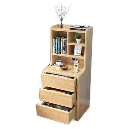 Modern Minimalist Square Rectangular Plywood Pine Wood Nightstand 3-Tier For Bedroom