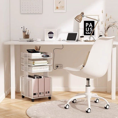 Modern Minimalist Square Rectangular Iron Movable Nightstand 3/4-Tier For Bedroom