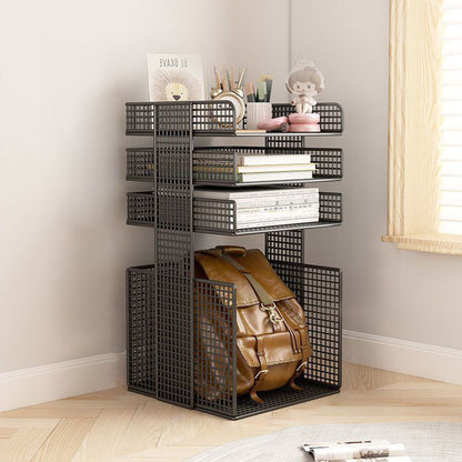 Modern Minimalist Square Rectangular Iron Movable Nightstand 3/4-Tier For Bedroom