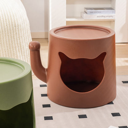 Modern Minimalist Round PE Cat Bed End Table For Living Room