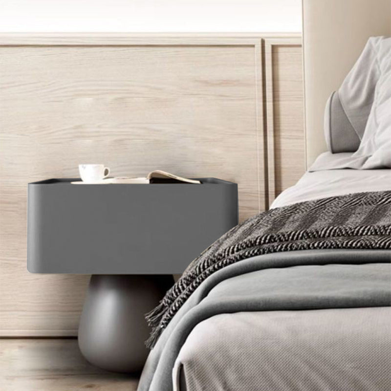 Modern Minimalist Square Rectangular Microfiber Leather Solid Wood Solid Wood Plywood Nightstand 1-Drawer For Bedroom