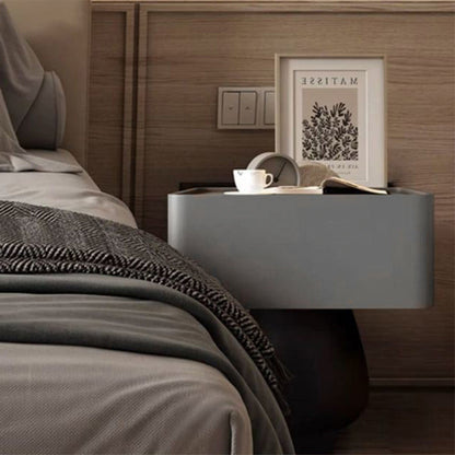 Modern Minimalist Square Rectangular Microfiber Leather Solid Wood Solid Wood Plywood Nightstand 1-Drawer For Bedroom