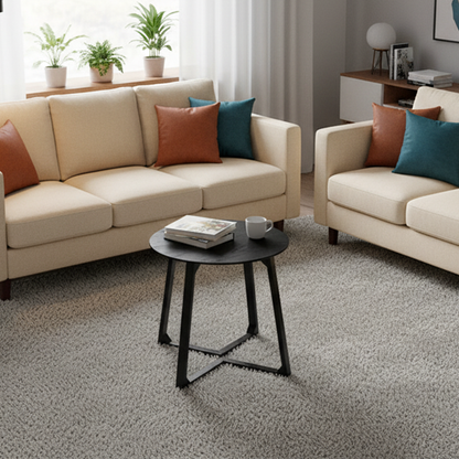 Contemporary Nordic Round Solid Wood Plywood Rubberwood Coffee Table For Living Room