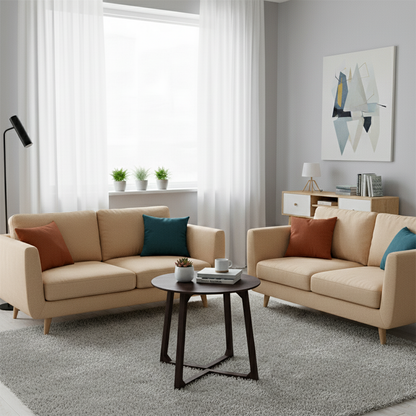 Contemporary Nordic Round Solid Wood Plywood Rubberwood Coffee Table For Living Room