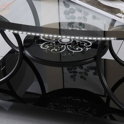 Modern Minimalist Round Ellipse Tempered Glass Plastic Iron Coffee Table For Living Room