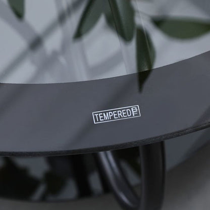 Modern Minimalist Round Ellipse Tempered Glass Plastic Iron Coffee Table For Living Room