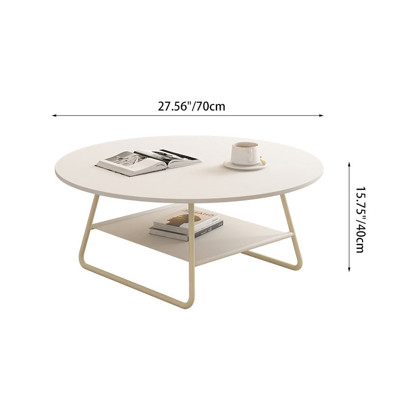 Modern Minimalist Round PU Leather Iron Eco-friendly Board Coffee Table For Living Room