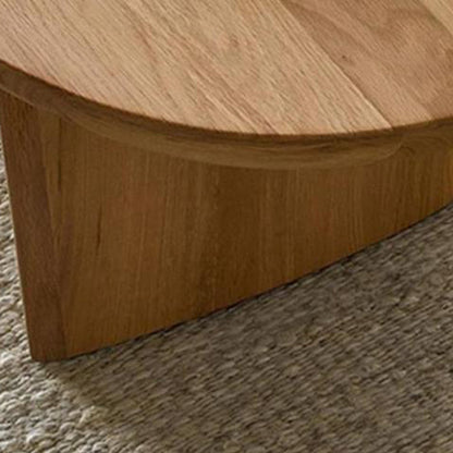 Traditional Japanese Ellipse Pine Wood Coffee Table For Living Room