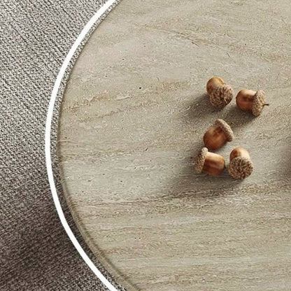 Modern Minimalist Round Sintered Stone Solid Wood Coffee Table For Living Room