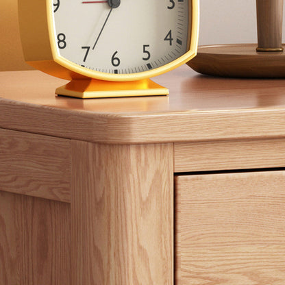 Contemporary Nordic Square Rectangular Pine Wood Rubberwood Plywood Lockable Nightstand 2-Drawer For Bedroom